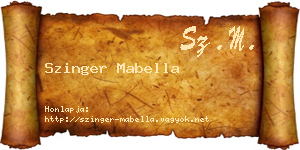 Szinger Mabella névjegykártya